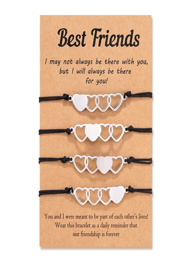 Tarsus 4 Best Friend Bracelets Matching Sister Friendship Heart Bracelet Jewelry Valentine Galentines Day Gifts for Friends Bff Teen Women Family - Image 1